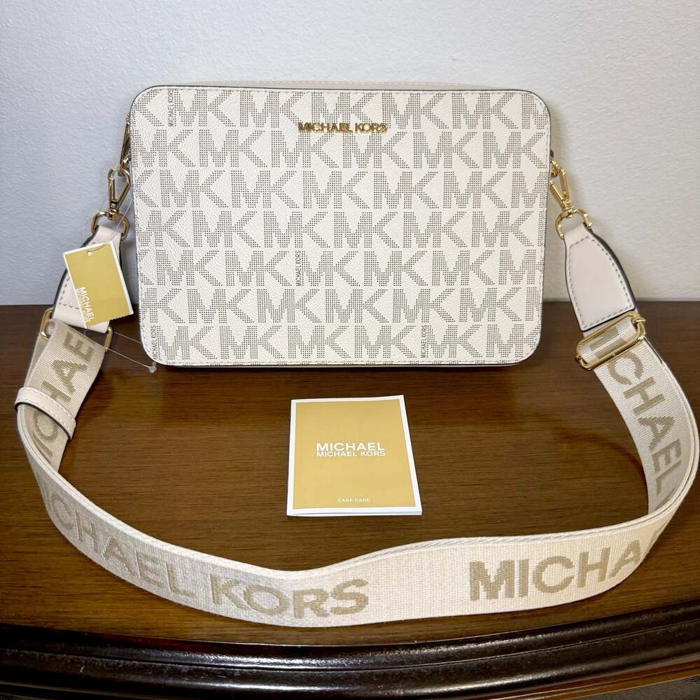 Michael Kors Jet Set Large East West Crossbody Bag in Light Cream Multi